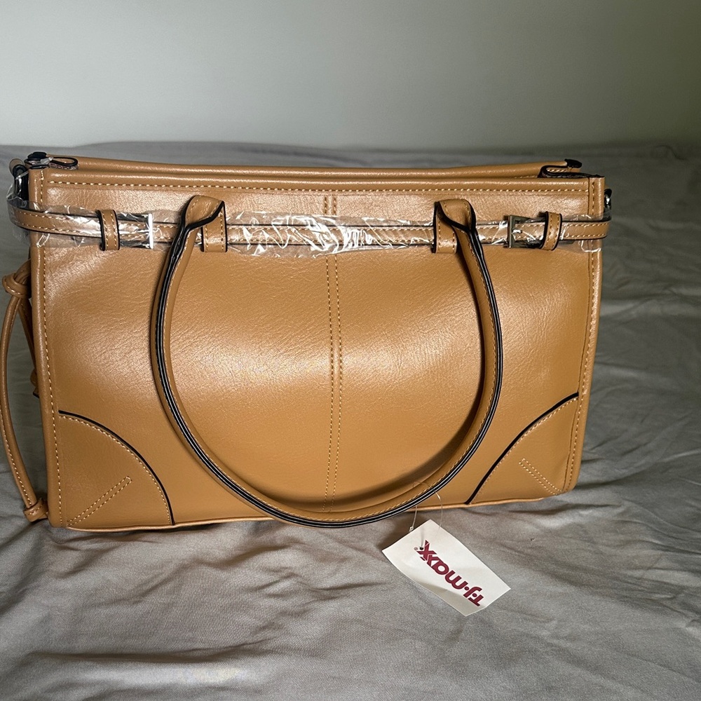 Classic Tan Satchel Handbag with Double Handles